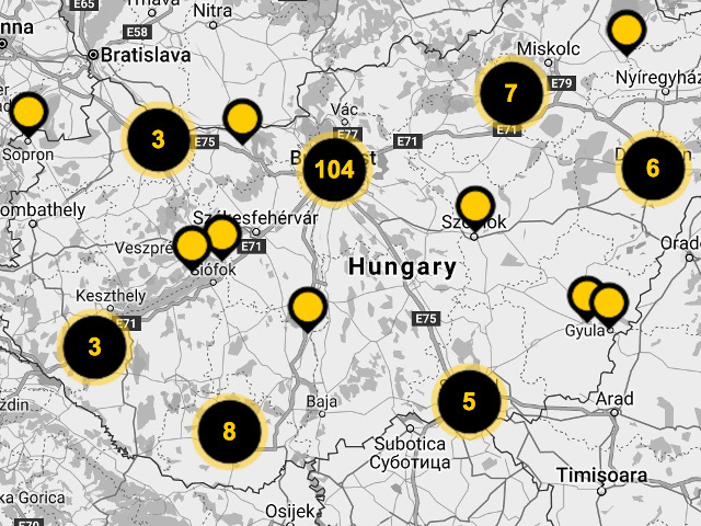 Specialty coffee map of Hungary
