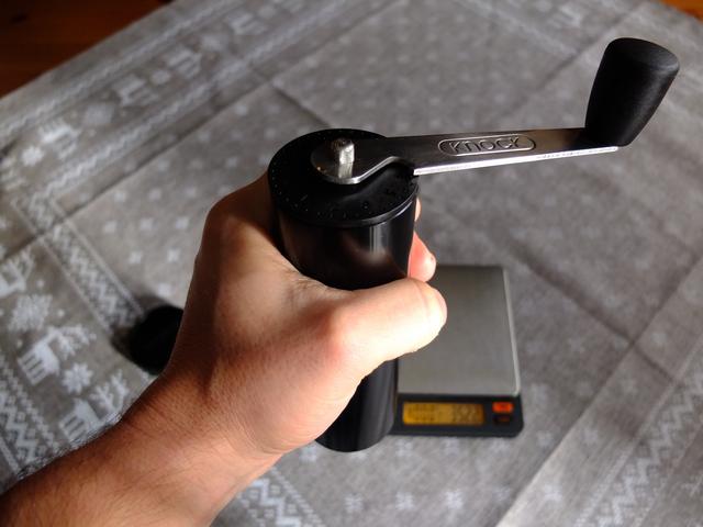 It's easy to hold the compact grinder with the rubber grip